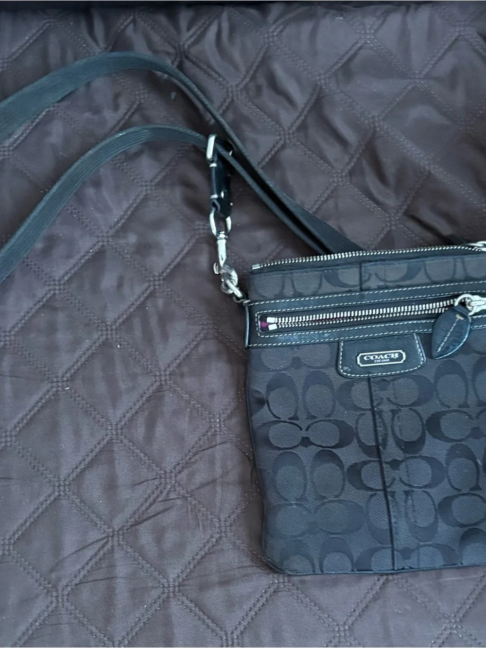 Coach Black Signature Crossbody Messenger Bag